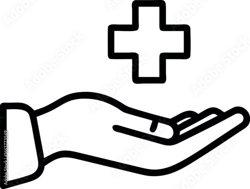 Medical cross in hand icon