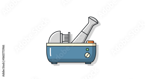 Cartoon style medical nebulizer illustration for respiratory therapy and healthcare equipment with modern design and clean lines