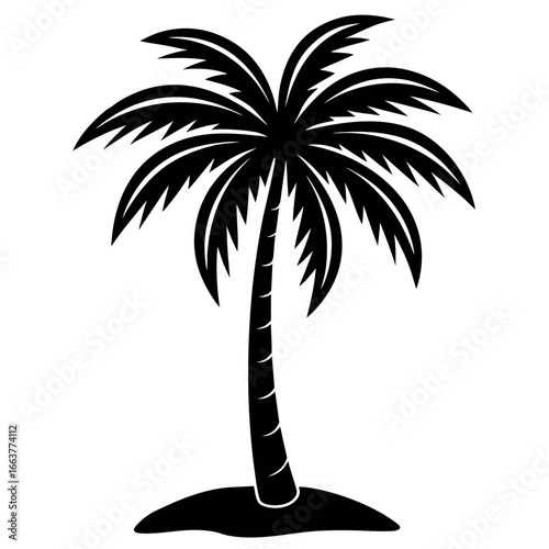 Black palm tree silhouette vector
