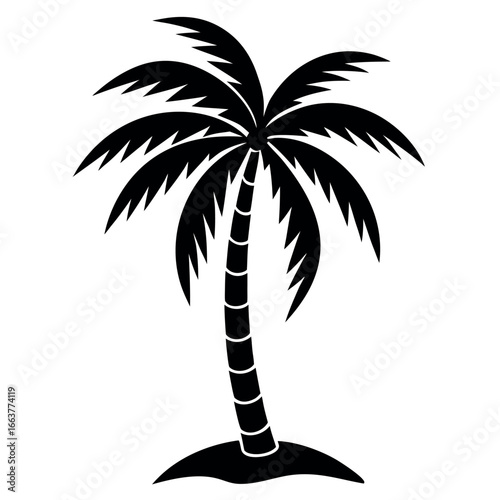 Black palm tree silhouette vector