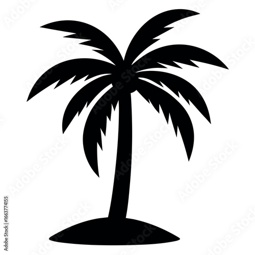 Black palm tree silhouette vector