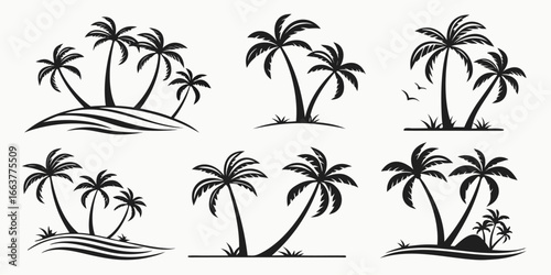 Tropical Palm Trees Silhouette Collection