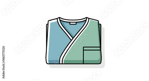 Folded medical scrubs vector illustration featuring healthcare apparel and professional work attire for hospital staff and medical professionals
