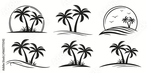 Tropical Palm Trees Silhouette Collection