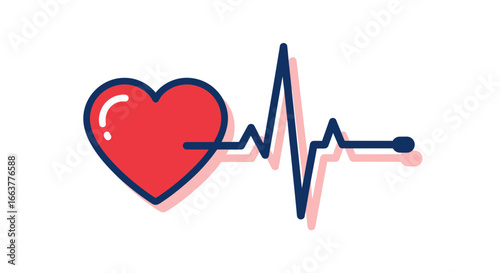 Heartbeat with Heart Symbol and Pulse Line Depicting Health and Vitality in Healthcare Concept