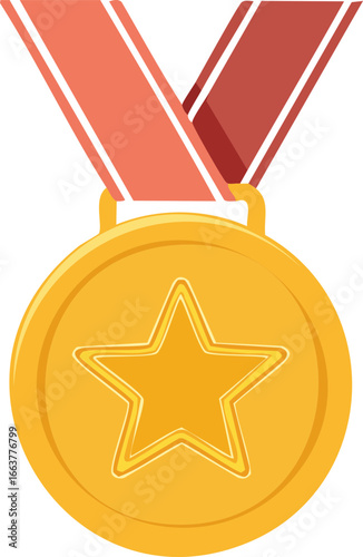 golden medal with ribbon