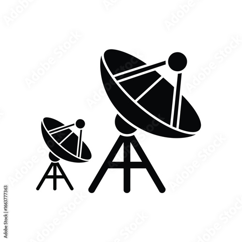 Illustration of satellite dishes for communication and technology concept