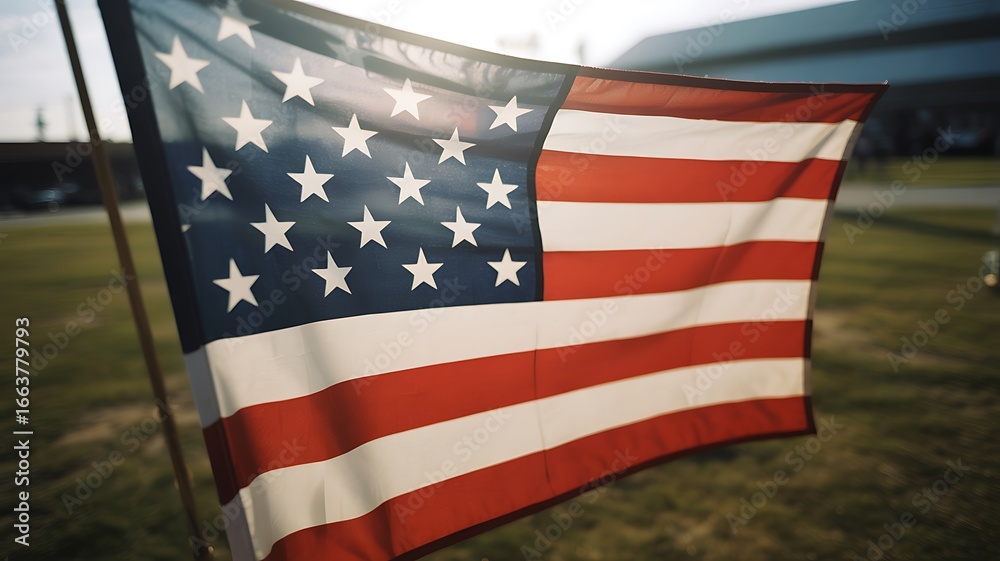 Fototapeta premium American flag waving in the wind usa flag stars and stripes