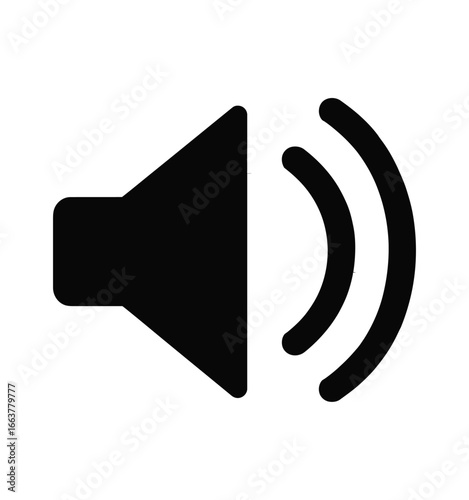 Audio speaker symbol for volume control and sound, perfect for mobile apps and user interface design, simple and modern black design for impactful communication