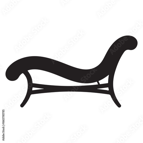 Black silhouette of a chaise lounge on a white background furniture