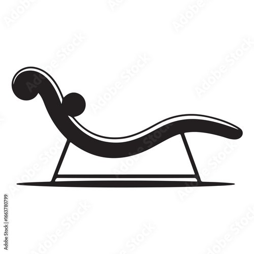 Black chaise lounge with curved design and support legs lounge chair furniture
