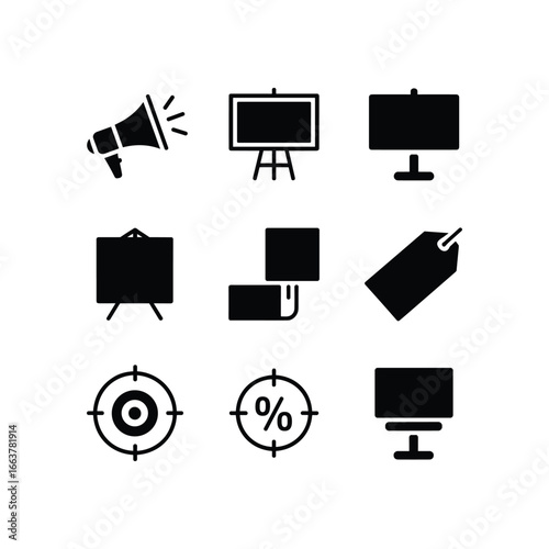 Collection of marketing and business icons in a grid layout