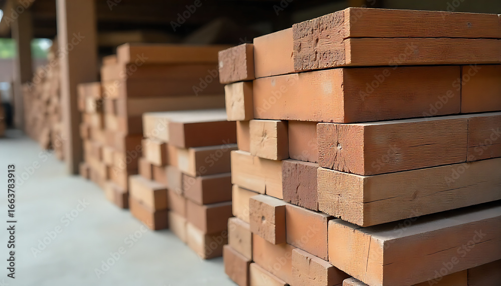 Reclaimed wood planks, bricks carefully stacked for reuse. Sustainable construction materials prepared for renovation projects. Emphasizes resourcefulness, eco-friendly, created with generative ai Reclaimed wood planks, bricks carefully stacked for reuse. Sustainable construction materials prepared for renovation projects. Emphasizes resourcefulness, eco-friendly, created with generative ai