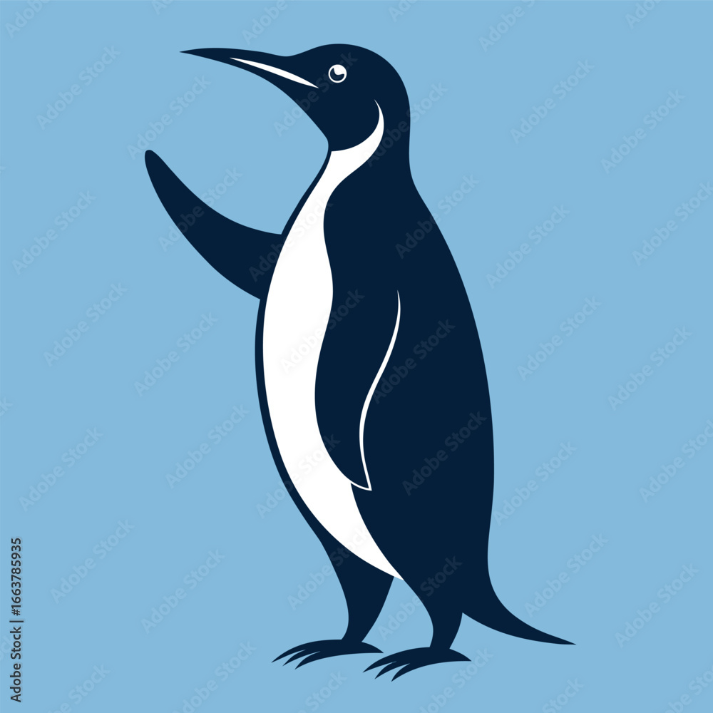 Obraz premium King Penguin Silhouette Vector Illustration with Distinctive Markings for Graphic Design
