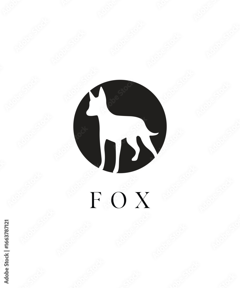 Obraz premium emblem black fox logo vector, Emblem fox animal logo design