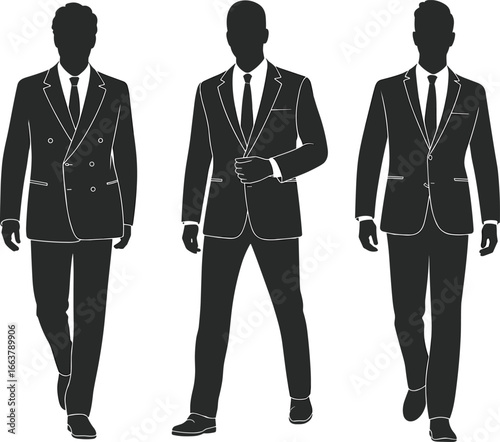 Stylish men in formal suits, corporate attire, modern office fashion, elegant businessmen, professional outfit, businesswear, classic dress look