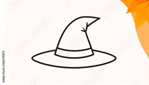 Simple black outline drawing of a witch's hat against a white background.