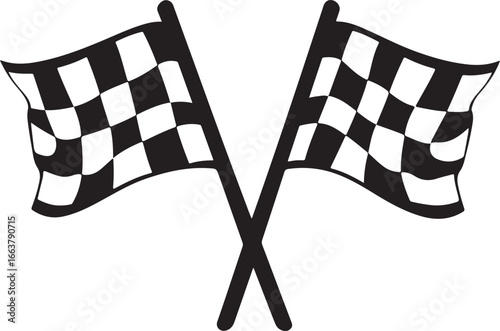 Crossed Race Flags Vector on Transparent Background