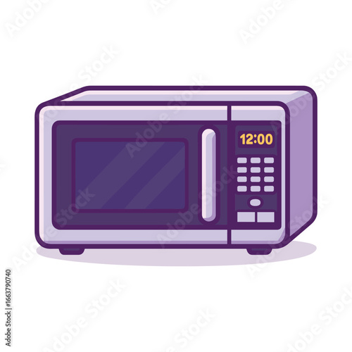 A microwave oven with digital keypad and timer display vector cartoon illustration