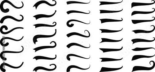 Typography Tail Swashes Collection, Text Tails Vector Set, Text Underline Swashes