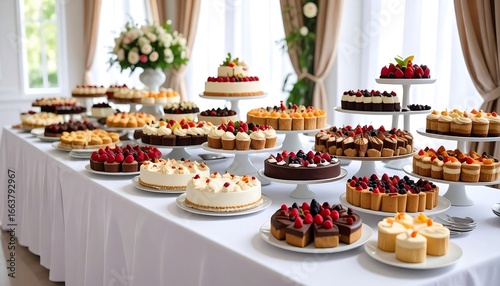 Wallpaper Mural A lavish dessert buffet displays a wide array of delectable cakes and pastries, showcasing various flavors and textures. Torontodigital.ca