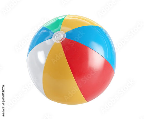 Colorful beach ball for summer fun and outdoor activities on a transparent background, cut out