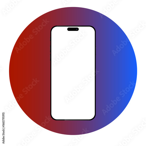 The frame of the smartphone is smaller than the empty screen, rotated position. 3d isometric illustration of a cell phone. Perspective presentation of the smartphone. Template for infographic or UI 