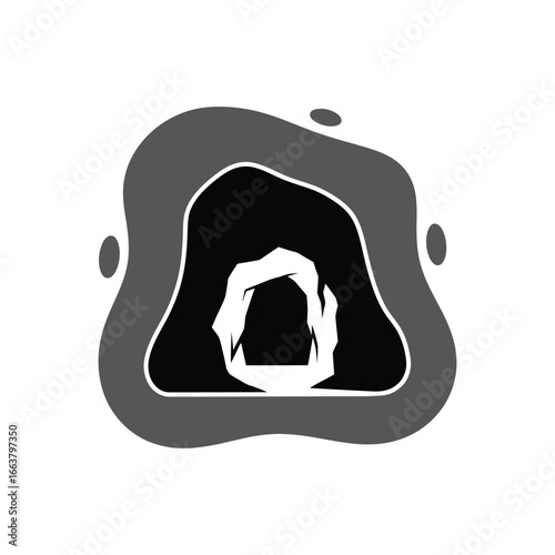 Abstract cave entrance icon vector graphic design.