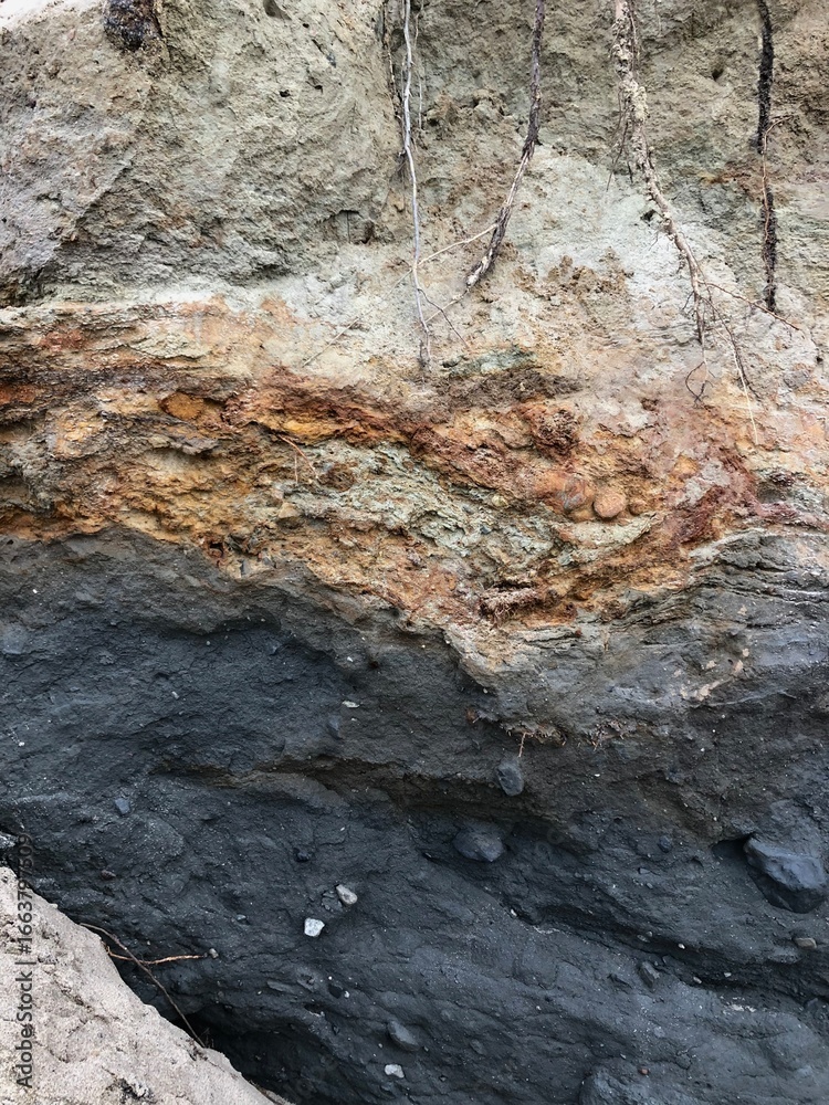 Fototapeta premium Collapse of the seashore in winter