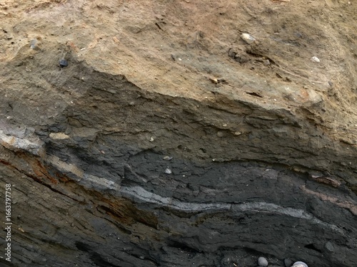 Collapse of the seashore in winter