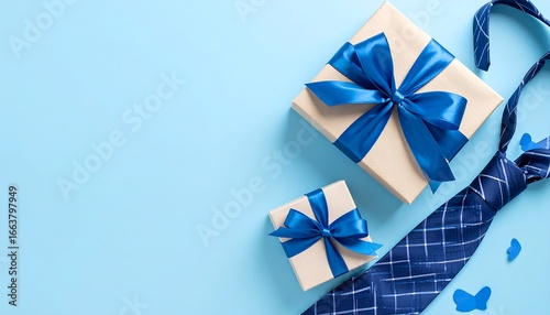 Elegant father's day themed layout featuring wrapped gifts and a stylish tie