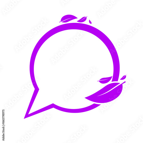 purple cute speech bubble frame and leaf