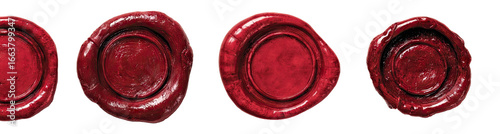Four circular, crimson wax seals