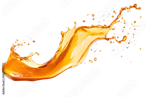 Orange liquid splash isolated on a transparent background 
