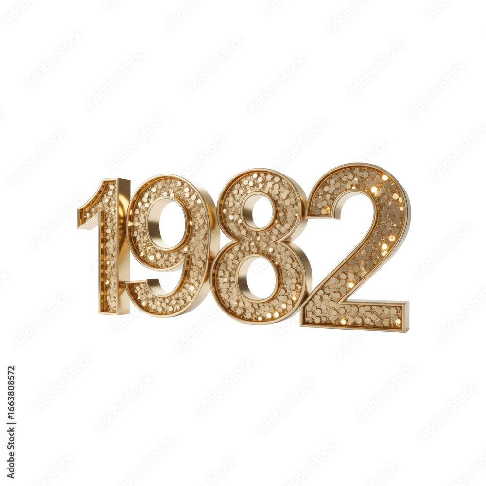 Naklejka premium Sparkling Gold 1982 Retro Year Number with Glittering Texture
