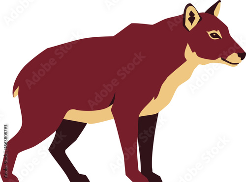 Wild brown wolf standing sideways vector illustration with detailed fur and alert expression 