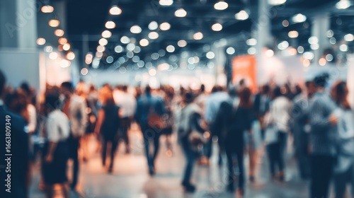 Blurred crowd at indoor business event