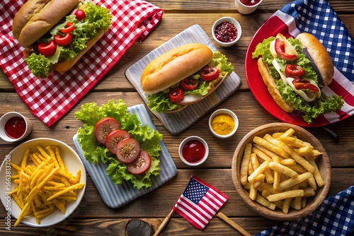 Wallpaper Mural Festive Fourth of July Picnic with Hot Dogs and French Fries Torontodigital.ca