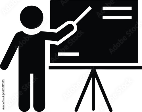 Professor Delivering a Lecture at the Black Board on a Stand Illustrating Teaching and Learning Methodology in the Class Room Education System