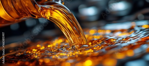 Golden Liquid is Poured Into a Pool, Capturing Light and Motion in a Kitchen ...