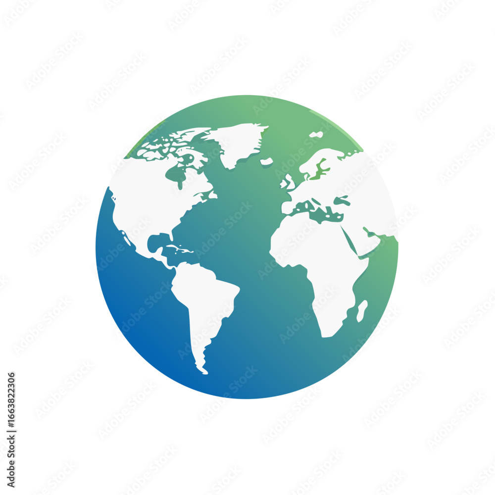 Fototapeta premium Gradient World Globe Design Representing Earth Continents and Ocean, Illustration