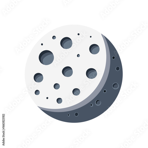 Moon Illustration with Craters Round Celestial Body Orbit Space