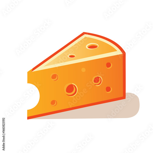 A yellow cheese wedge with holes, a dairy product illustration for food and meals
