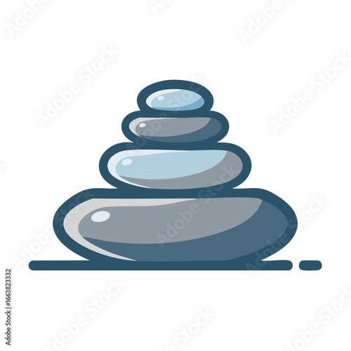 Stacked Zen Stone Cairn Illustration, Harmony Symbol, Meditation, Peacefulness