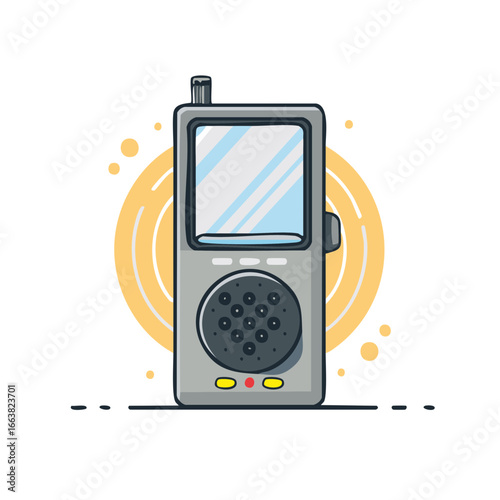 Cartoon walkie talkie Illustration communication device gray color