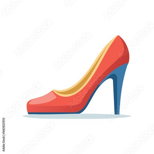 Chic Red Stiletto Heel Shoe Cartoon Illustration, Fashionable Footwear for Women, Stylish Design, Dressy Accessory