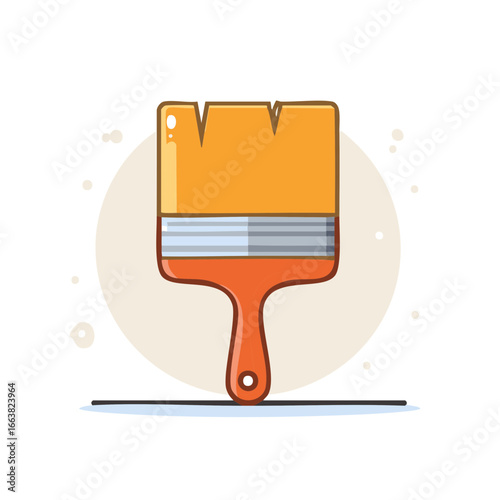 Painting tool illustration showcasing orange brush with cartoon artistic flair
