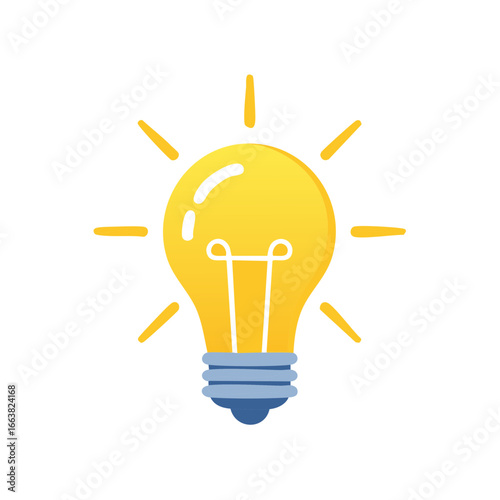 Bright Yellow Lightbulb Illustration Sparking Creativity and Ideas on White