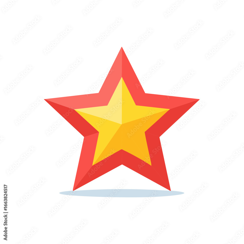 Fototapeta premium Red and Yellow Five-Pointed Star Illustration, Shiny, Bright, Graphic, Vector