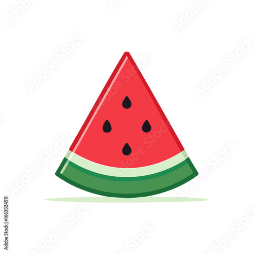 Single Slice of Watermelon Illustration Red Green Melon Fruit Summer Food Vegetarian Sweet Ripe Dessert Icon